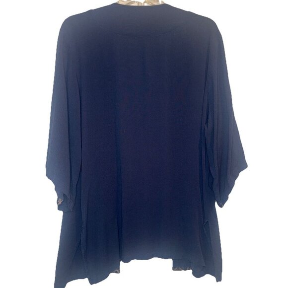 J. Jill Women’s Blue Embroidered Gauzy Open Kimono Cardigan One Size - Picture 5 of 9